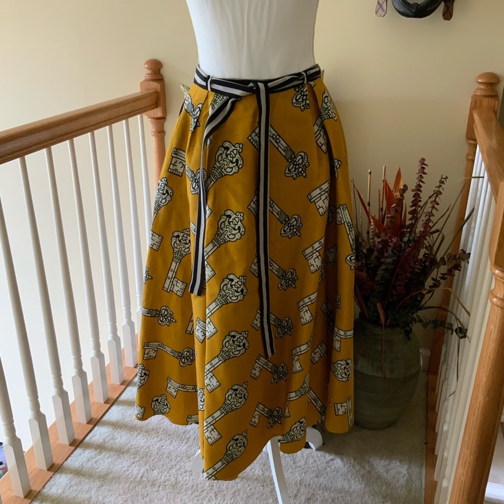 Mustard Yellow Patterned Women's Skirt
